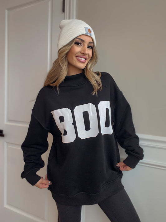 Tilly Black Reversible Oversized Mockneck Crew