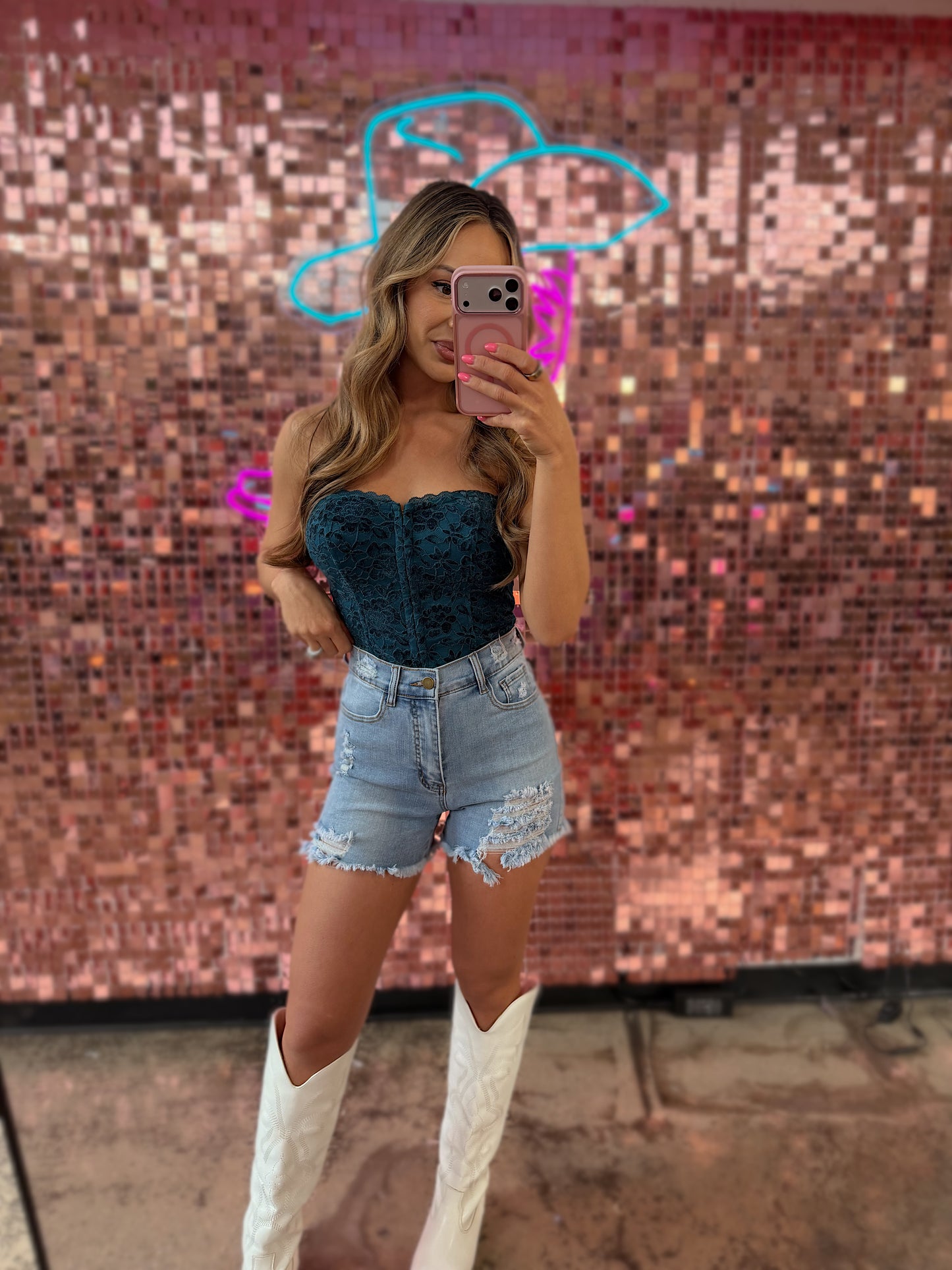 Breanne Distressed High Rise Shorts