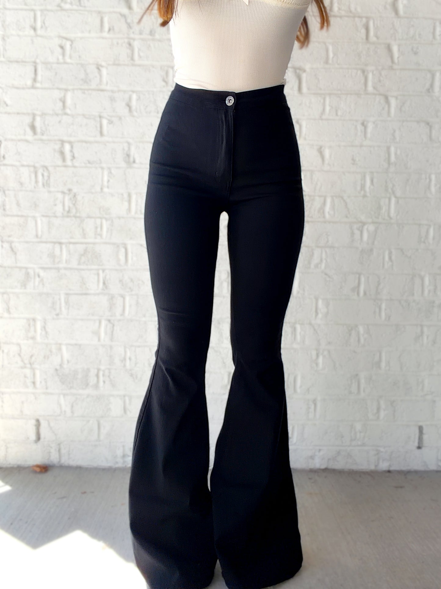 Fiona High Waisted Bell Bottom Flare Jeans - Black
