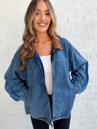 Cedar Lane Contrast Collar Denim Jacket