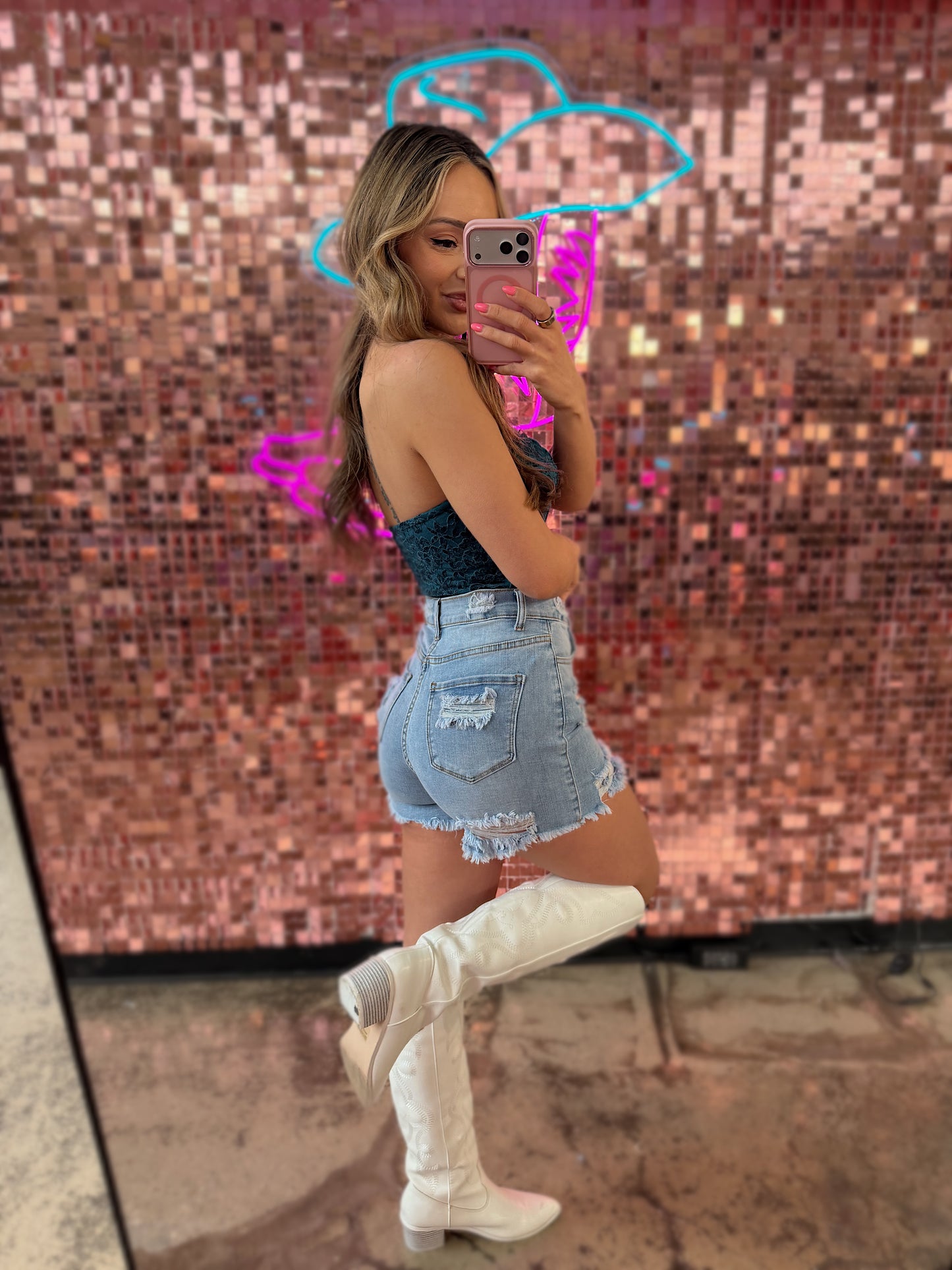 Breanne Distressed High Rise Shorts