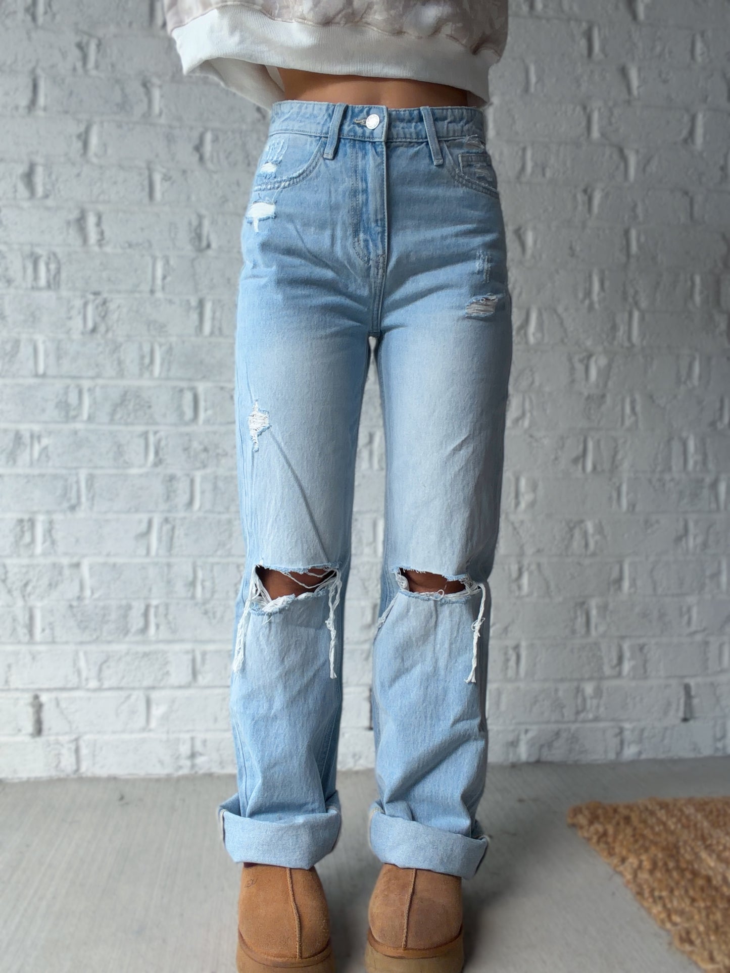 Madison Straight Leg Distressed Vervet Jeans