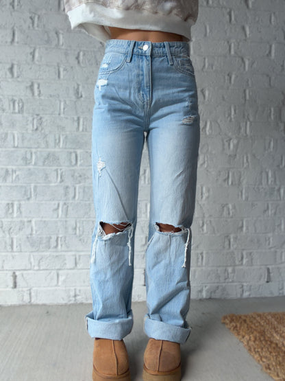 Madison Straight Leg Distressed Vervet Jeans