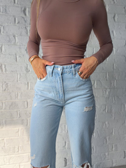 Peri High Rise Loose Vervet Flare Jeans