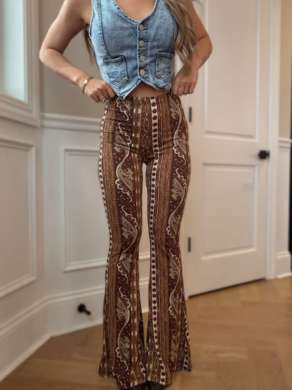 On The Town Boho Flared Pants