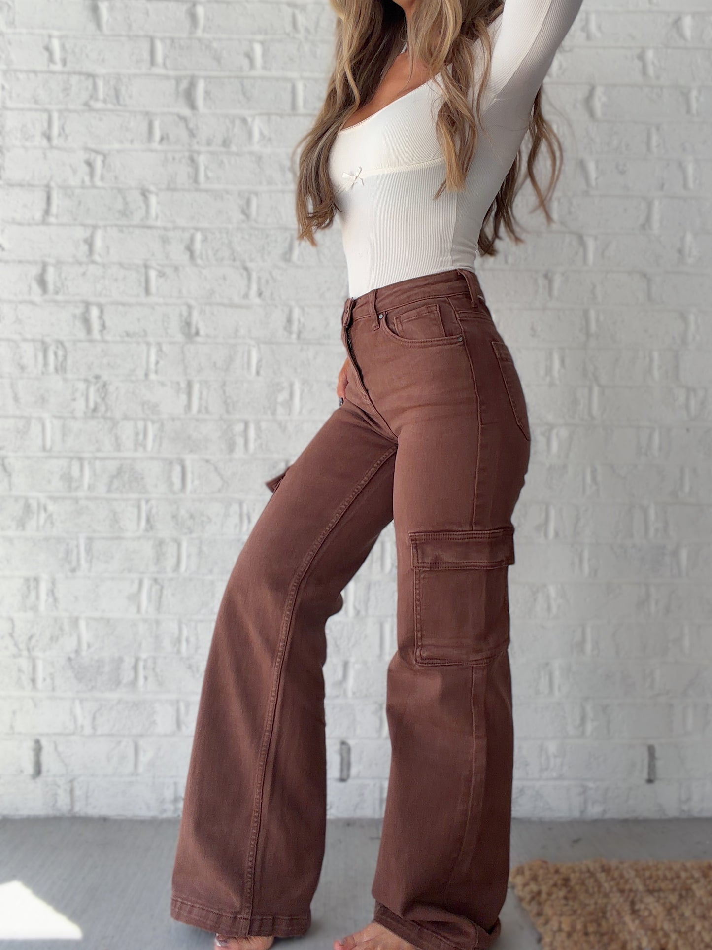 High Rise Risen Cargo Pants