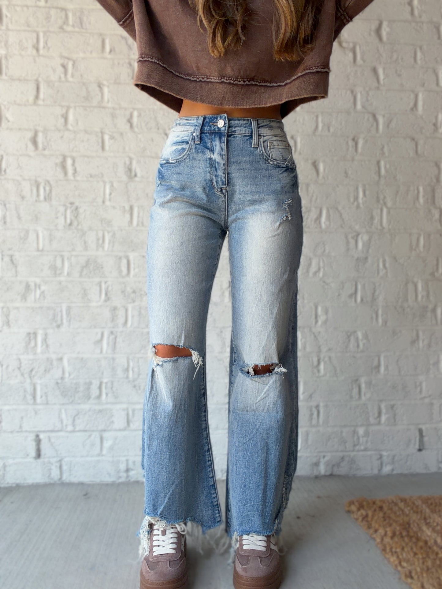 Naomi Distressed Baggy Flare Jeans