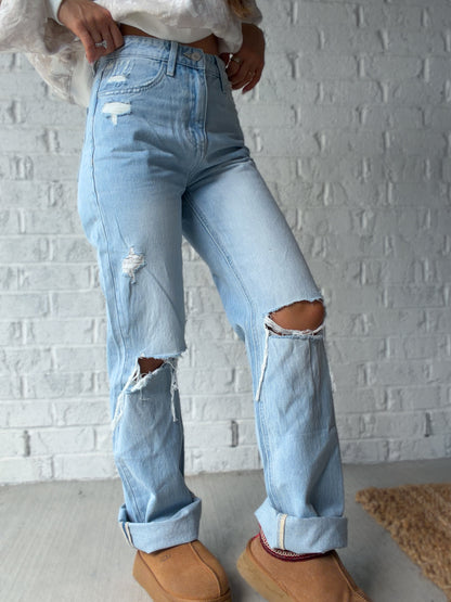 Madison Straight Leg Distressed Vervet Jeans
