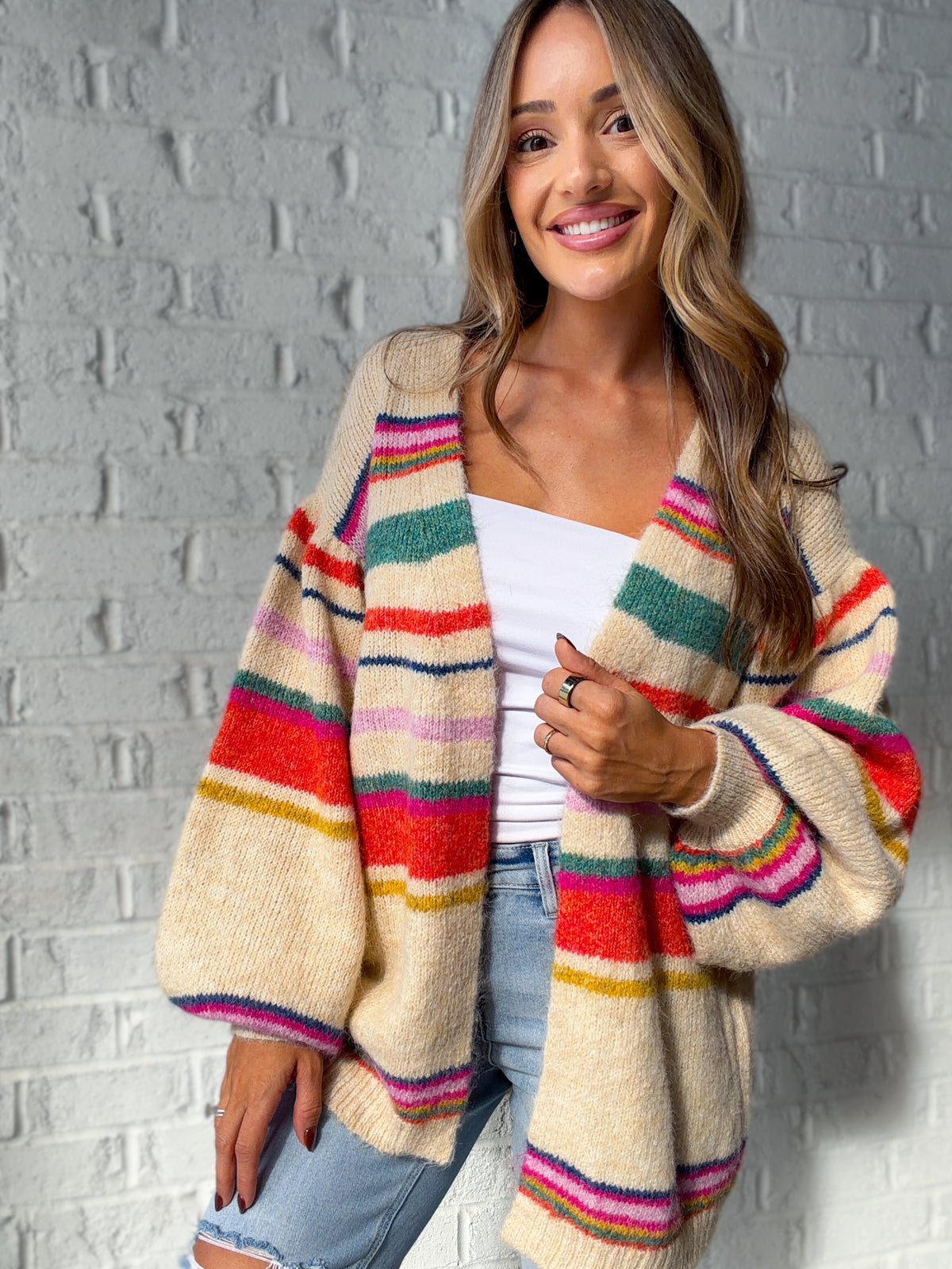 Confetti Trails Relaxed Striped Cardigan