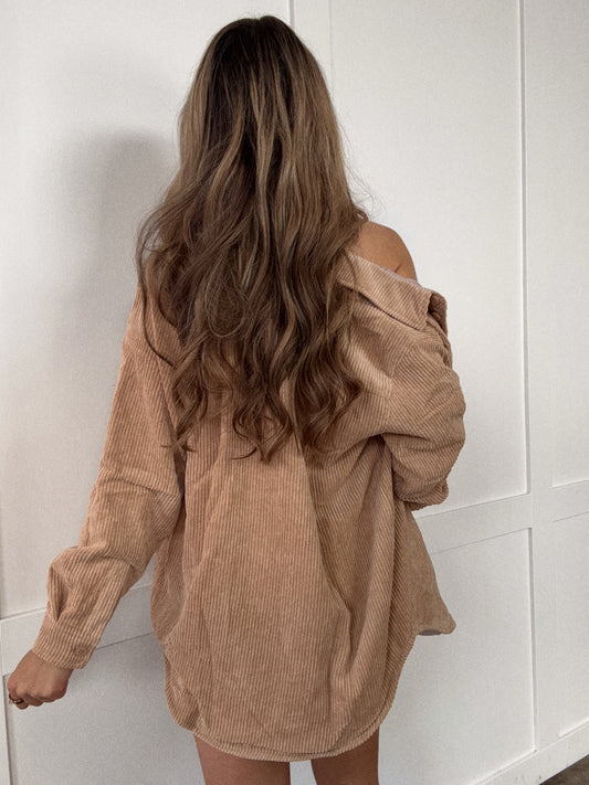 Morgan Corduroy Reversible Button Down Jacket - Cream