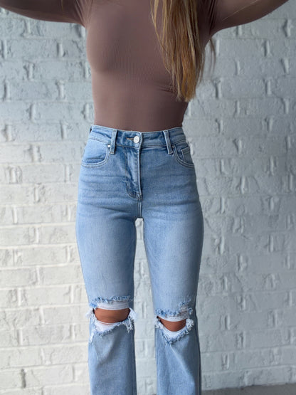Claire Straight Leg Cropped Risen Jeans