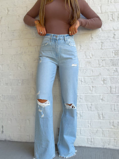 Peri High Rise Loose Vervet Flare Jeans