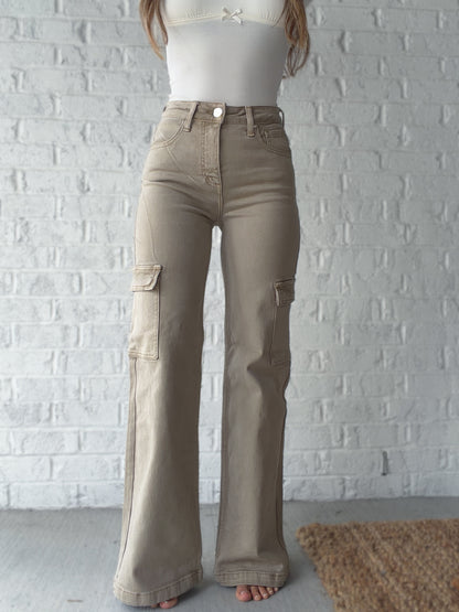 High Rise Risen Cargo Pants