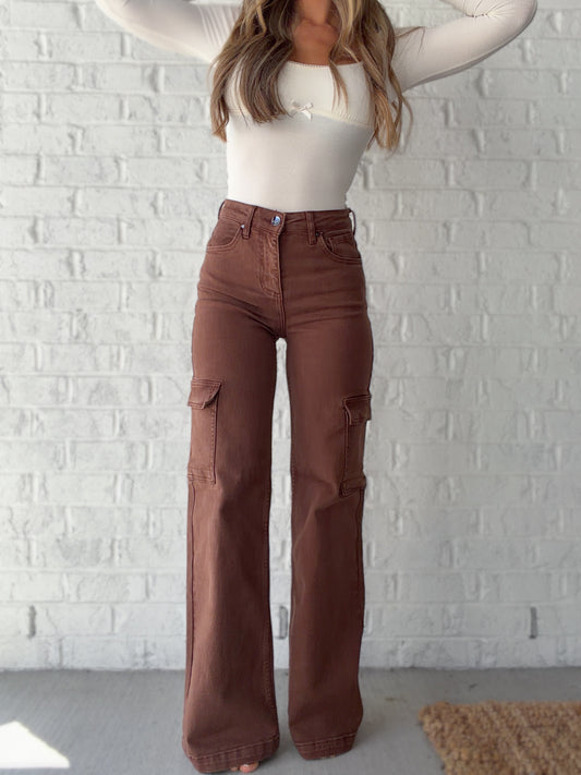 High Rise Risen Cargo Pants