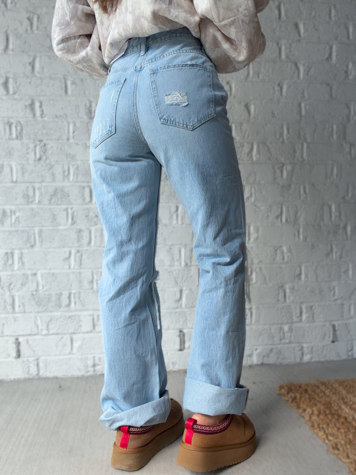 Madison Straight Leg Distressed Vervet Jeans