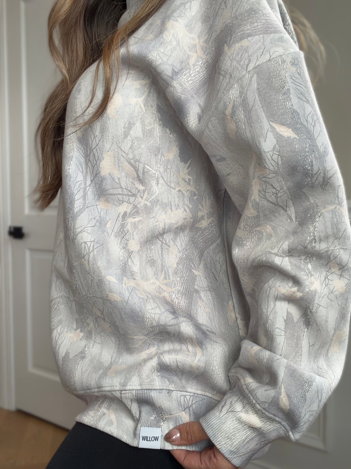 Tilly Oversized Light Camo Mock Neck Crew