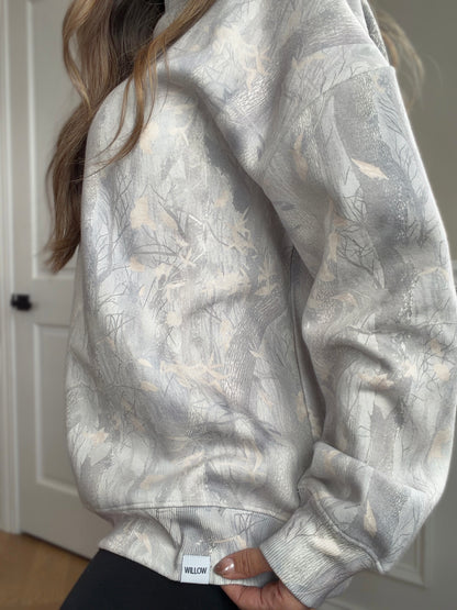 Tilly Oversized Light Camo Mock Neck Crew
