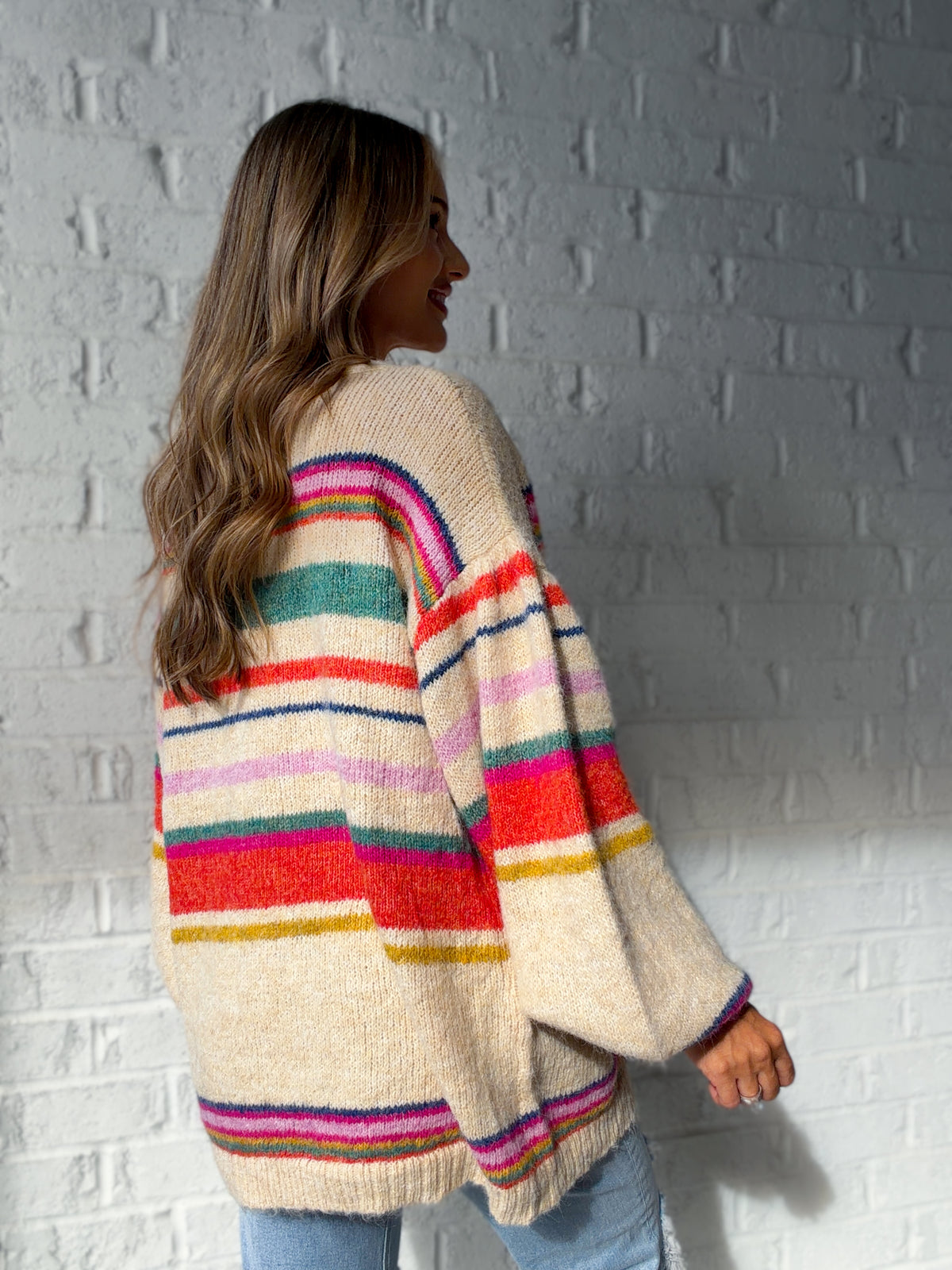 Confetti Trails Relaxed Striped Cardigan