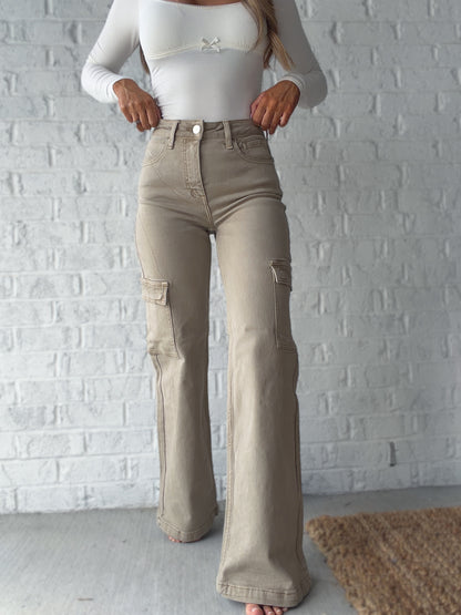 High Rise Risen Cargo Pants