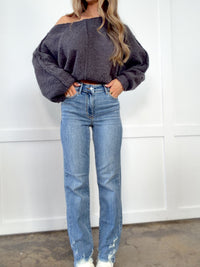 Soft Stitch High Waisted Straight Leg Jeans