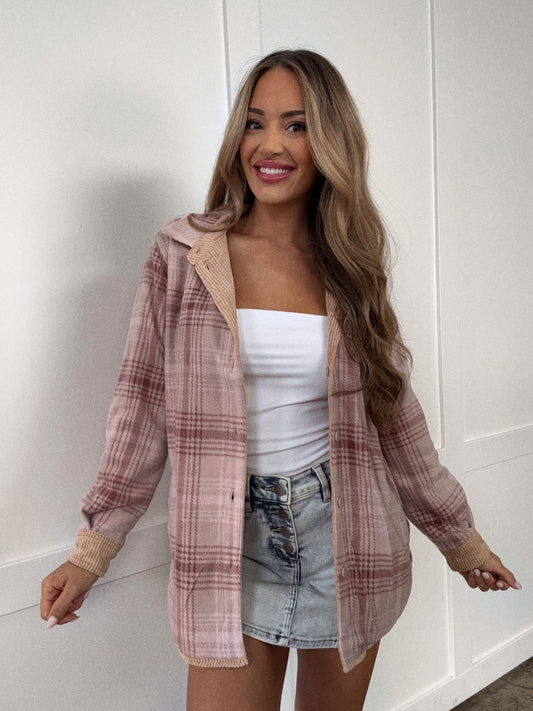 Morgan Corduroy Reversible Button Down Jacket - Cream