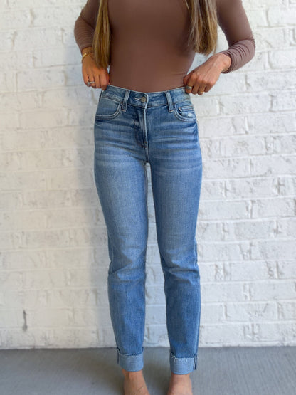 Madelyn Cuffed Slim Straight Leg Flying Monkey Jeans