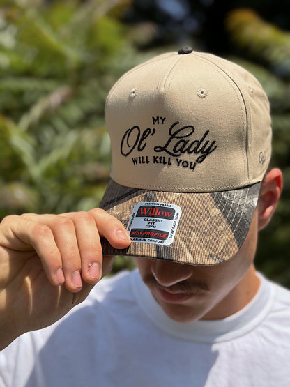 My Ol Lady Will Kill You Embroidered Trucker Hat