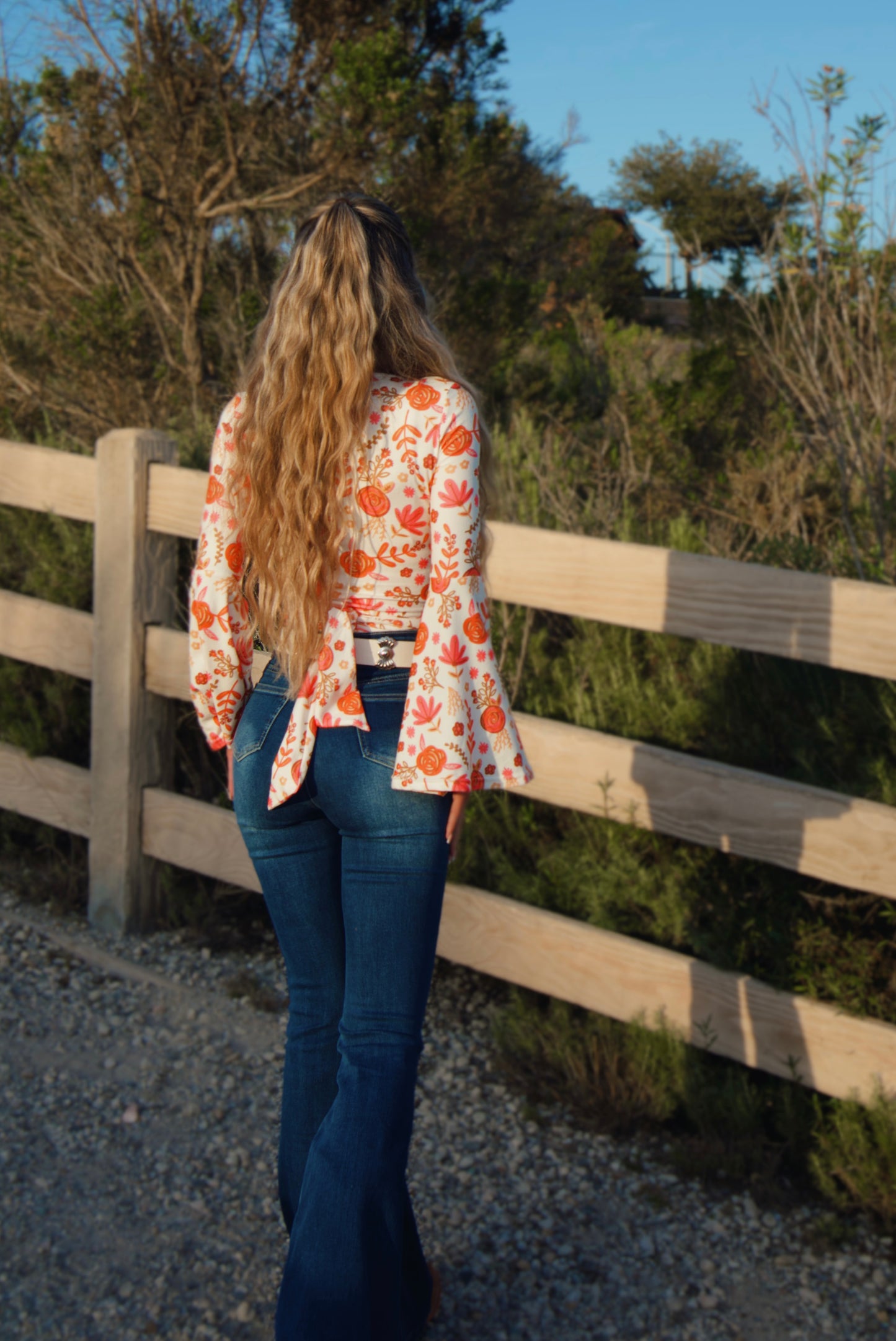 Fiona High Waisted Bell Bottom Flare Jeans - Medium Wash Denim (SIZE UP)