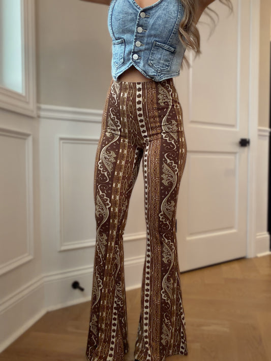 On The Town Boho Flared Pants