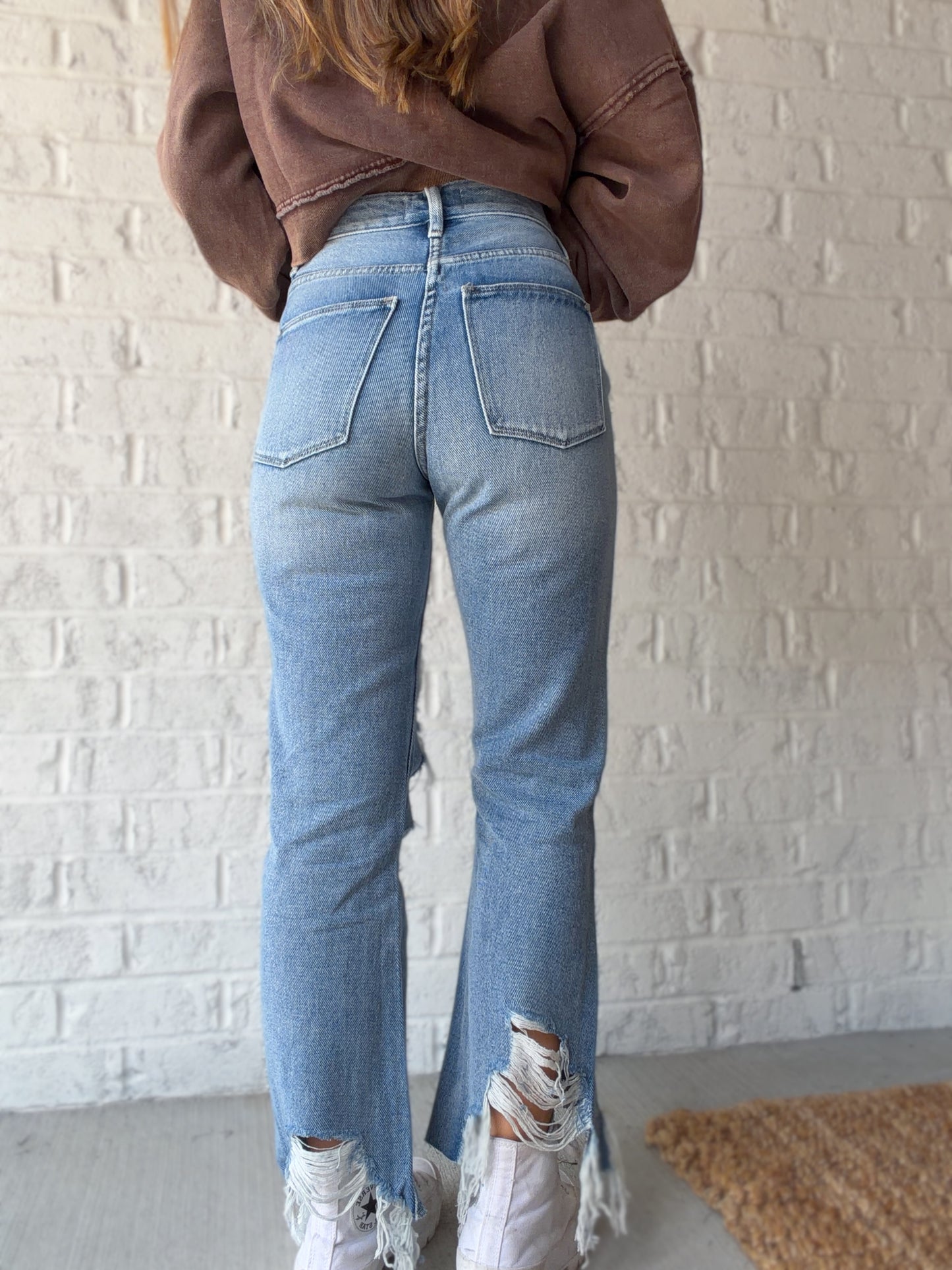 Brisa Distressed Cropped Flare Jeans