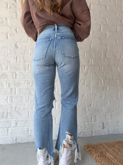 Brisa Distressed Cropped Flare Jeans