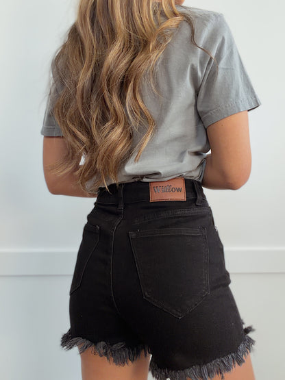 On The Go Risen Distressed Shorts - Black