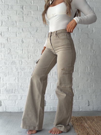 High Rise Risen Cargo Pants