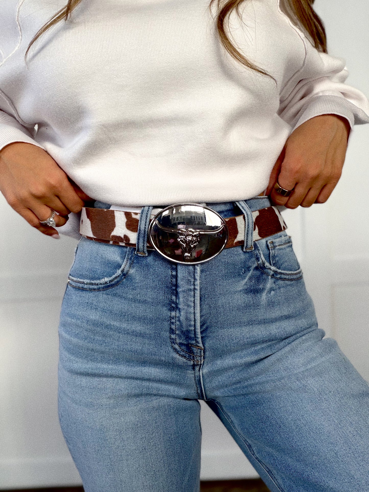 Western Longhorn Leather Belt