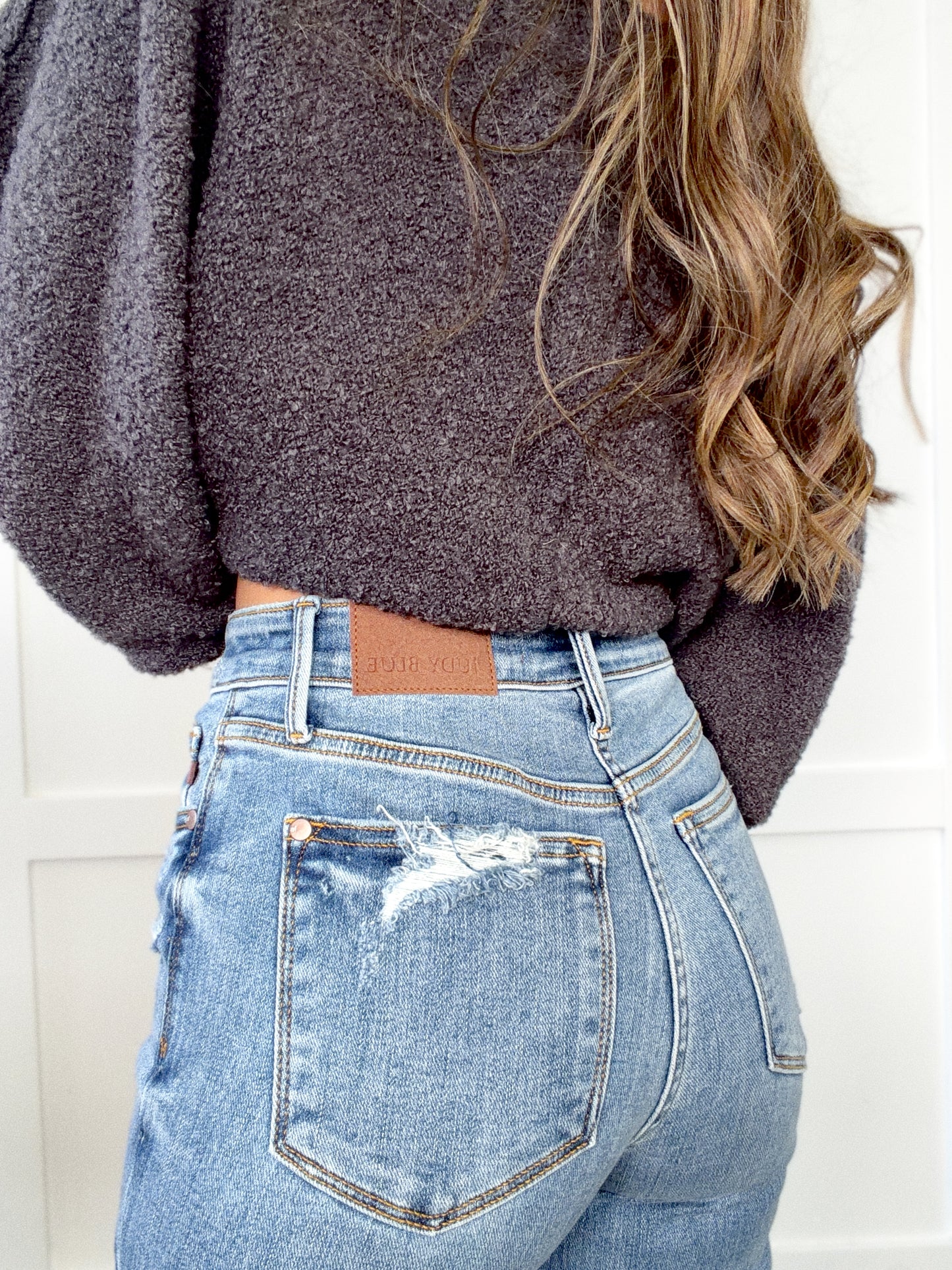Soft Stitch High Waisted Straight Leg Jeans
