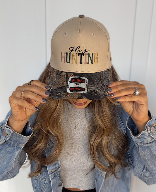 He's Hunting Embroidered Trucker Hat