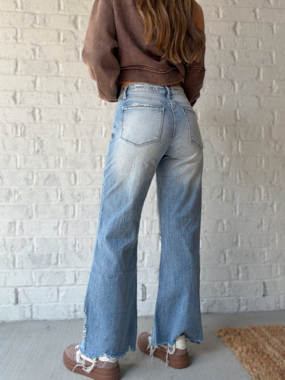 Naomi Distressed Baggy Flare Jeans