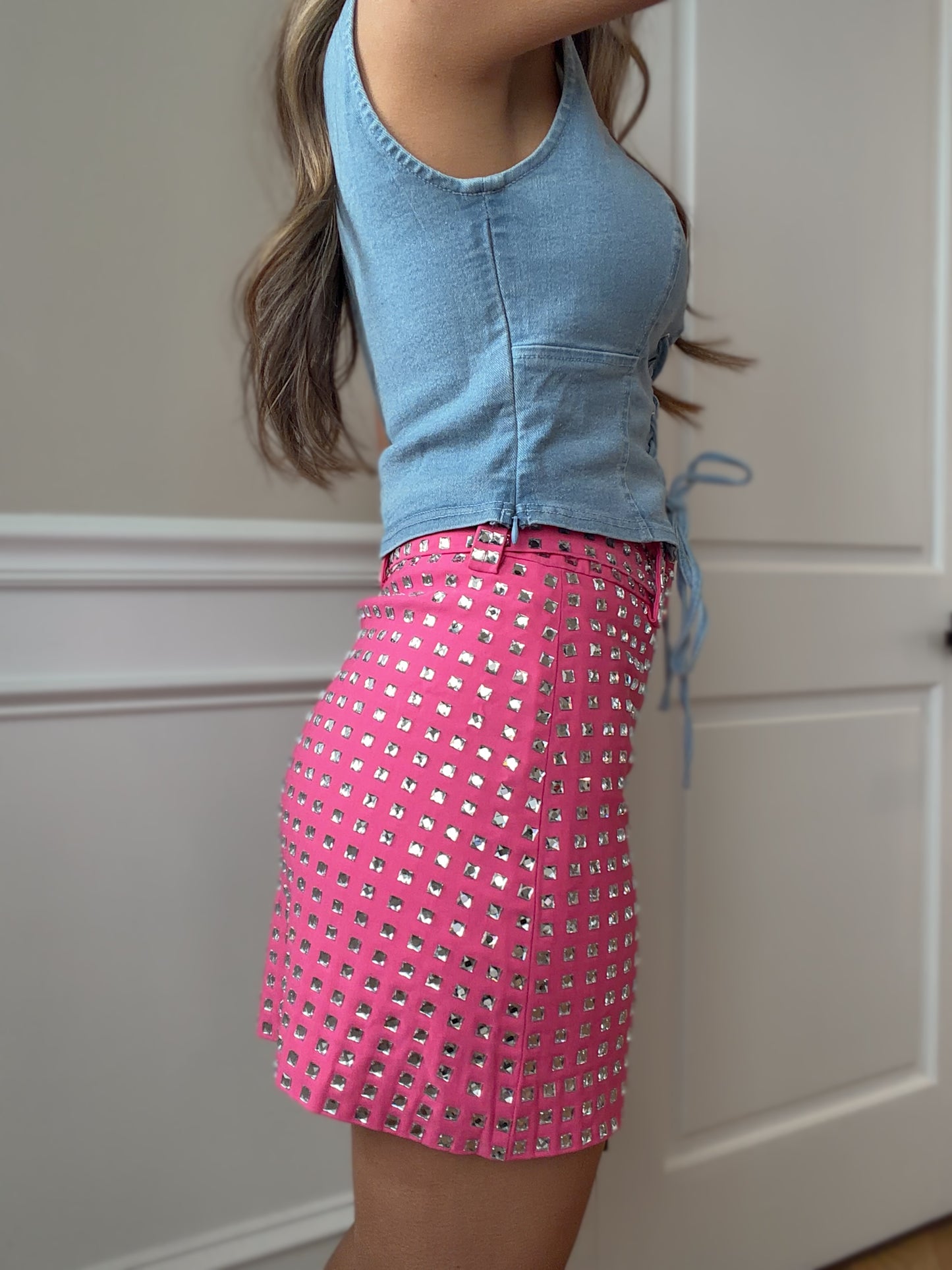 Rhinestone Revival Mini Skirt