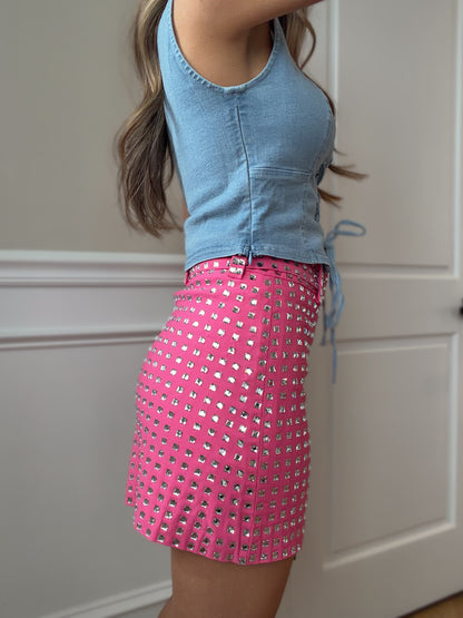 Rhinestone Revival Mini Skirt