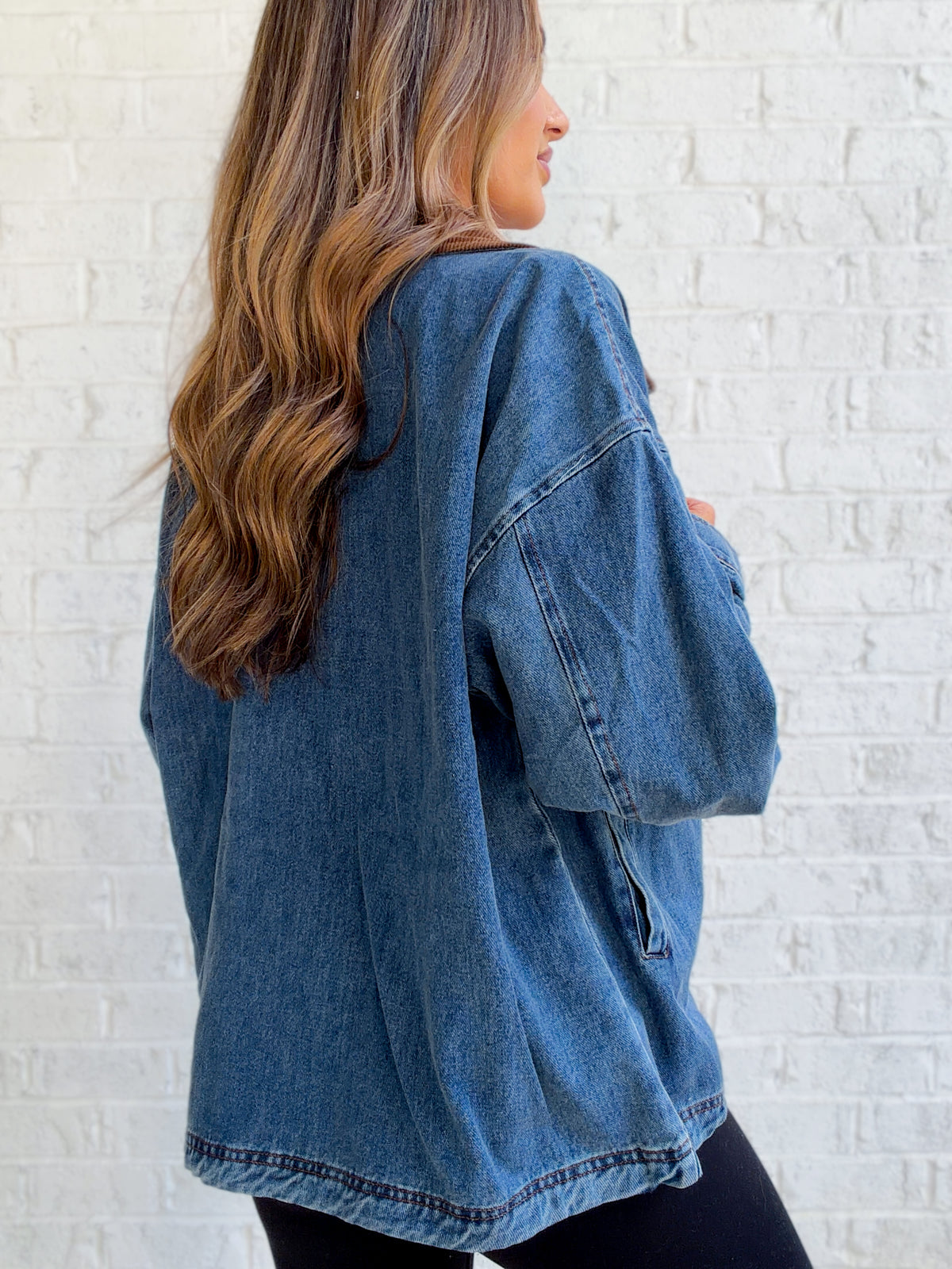 Cedar Lane Contrast Collar Denim Jacket