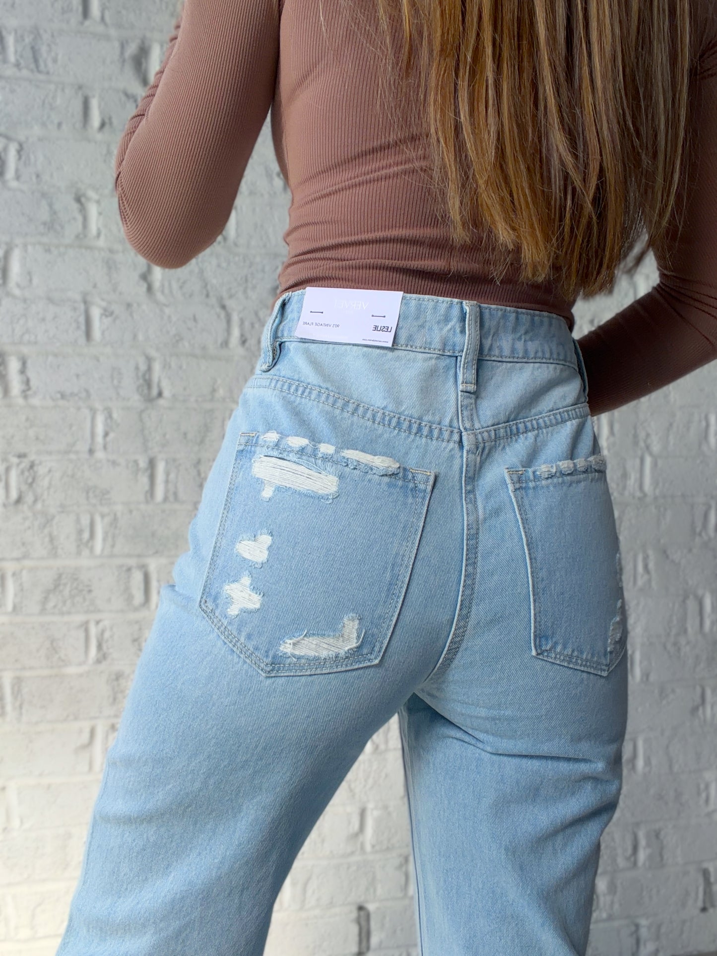 Peri High Rise Loose Vervet Flare Jeans
