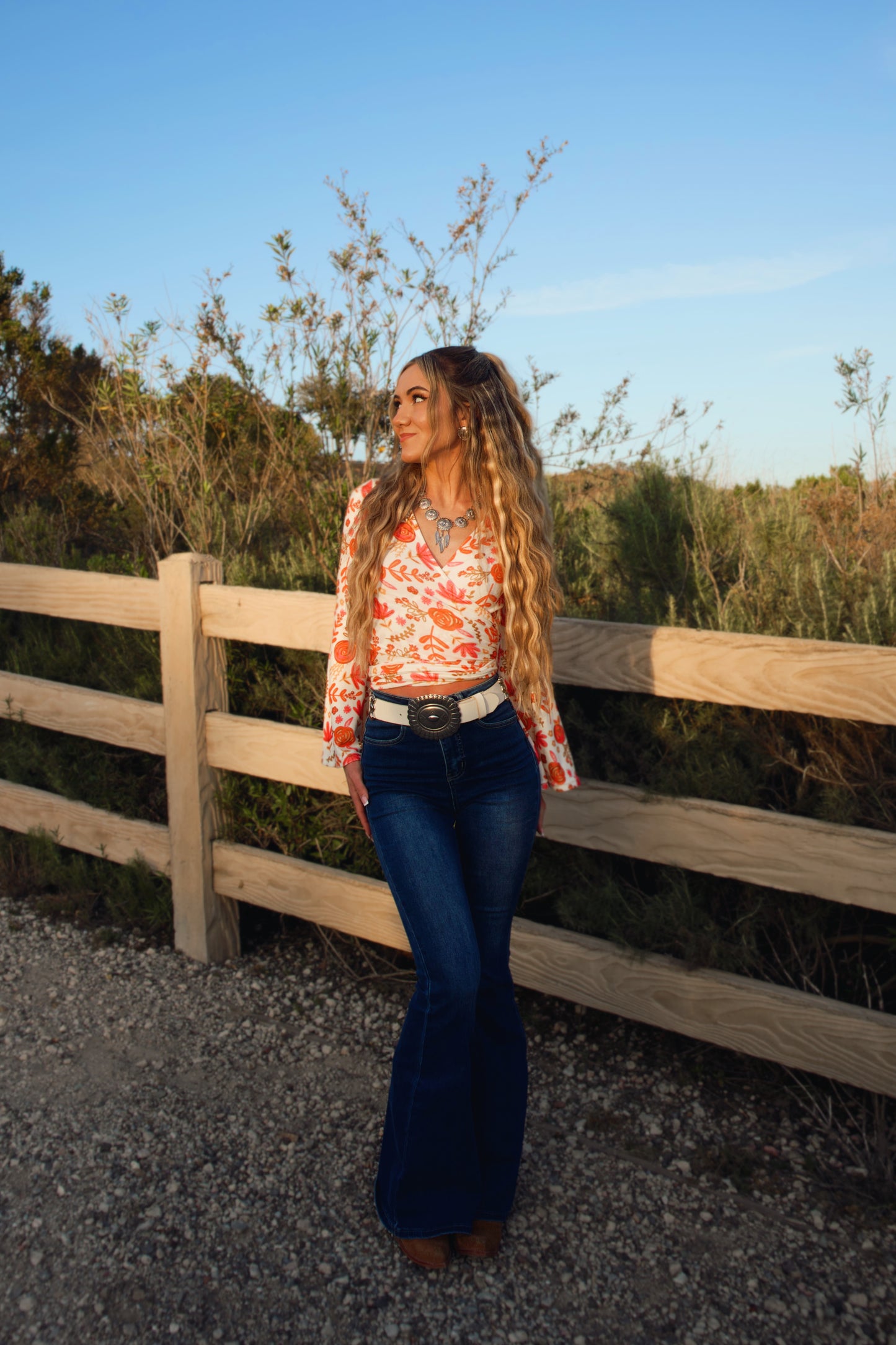 Fiona High Waisted Bell Bottom Flare Jeans - Medium Wash Denim (SIZE UP)