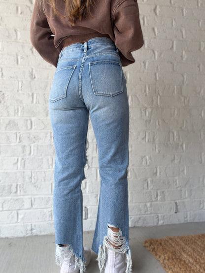 Brisa Distressed Cropped Flare Jeans