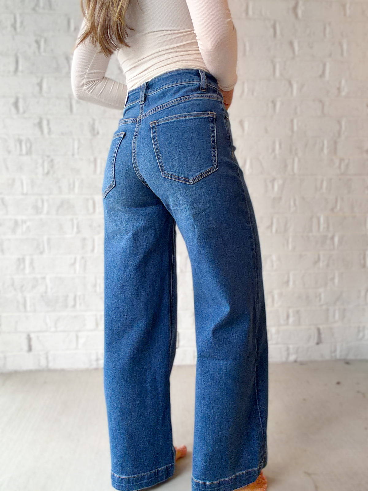 Lola Mid Rise Wide Leg Jeans
