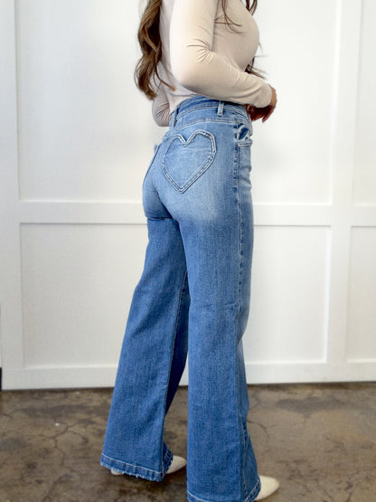 Queen Of Hearts Wide Leg Jeans