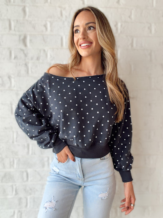Lucky Charm Off The Shoulder Sweatshirt