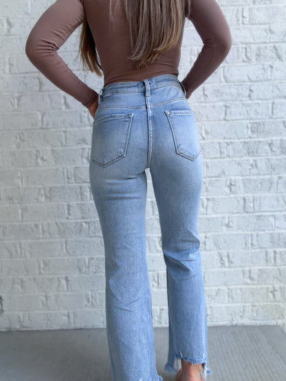 Claire Straight Leg Cropped Risen Jeans