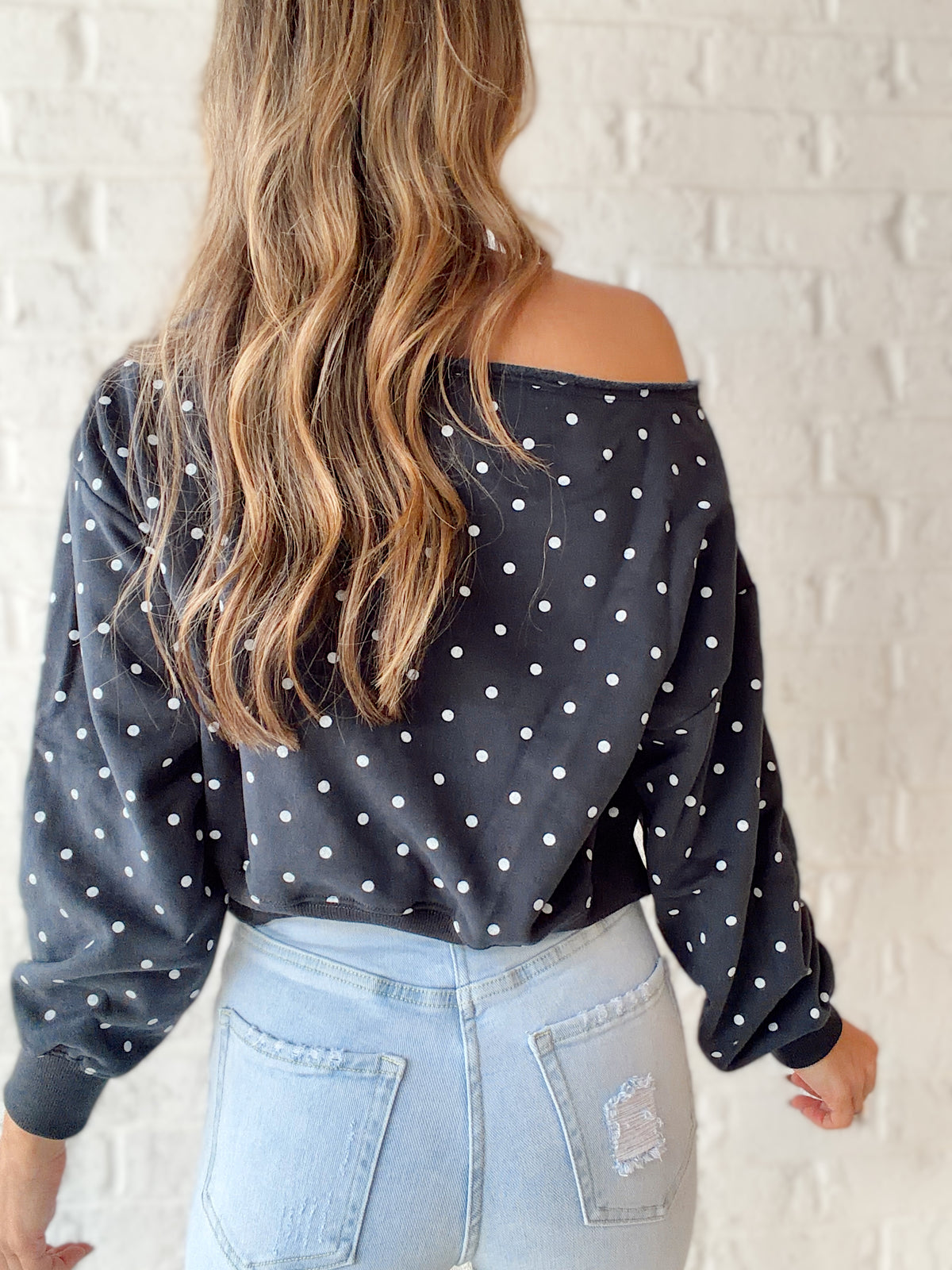 Lucky Charm Off The Shoulder Sweatshirt