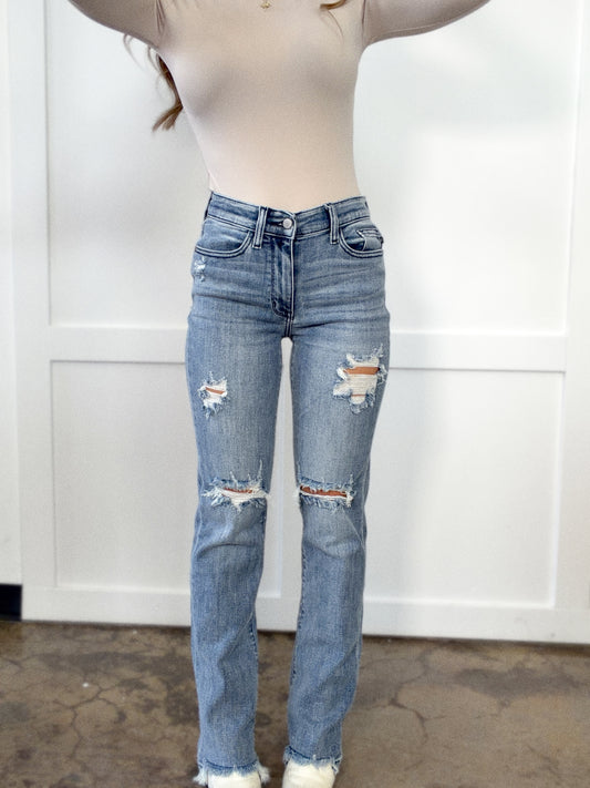 Kennedy Mid Rise Straight Leg Jeans