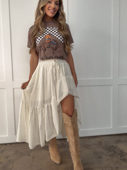 Boho Waves Ruffled Maxi Skirt